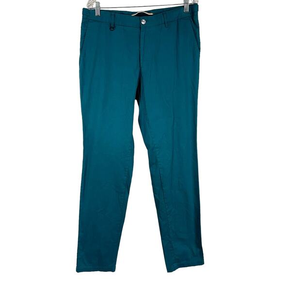Hugo Boss NWT Slim Fit C-Genius-W-222 Teal Chinos Pant Men's Size 34R Flat Front - Picture 1 of 9